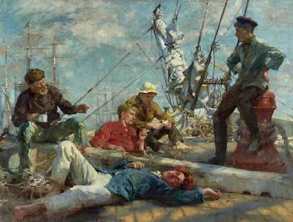 The midday rest sailors yarning, Henry Scott Tuke